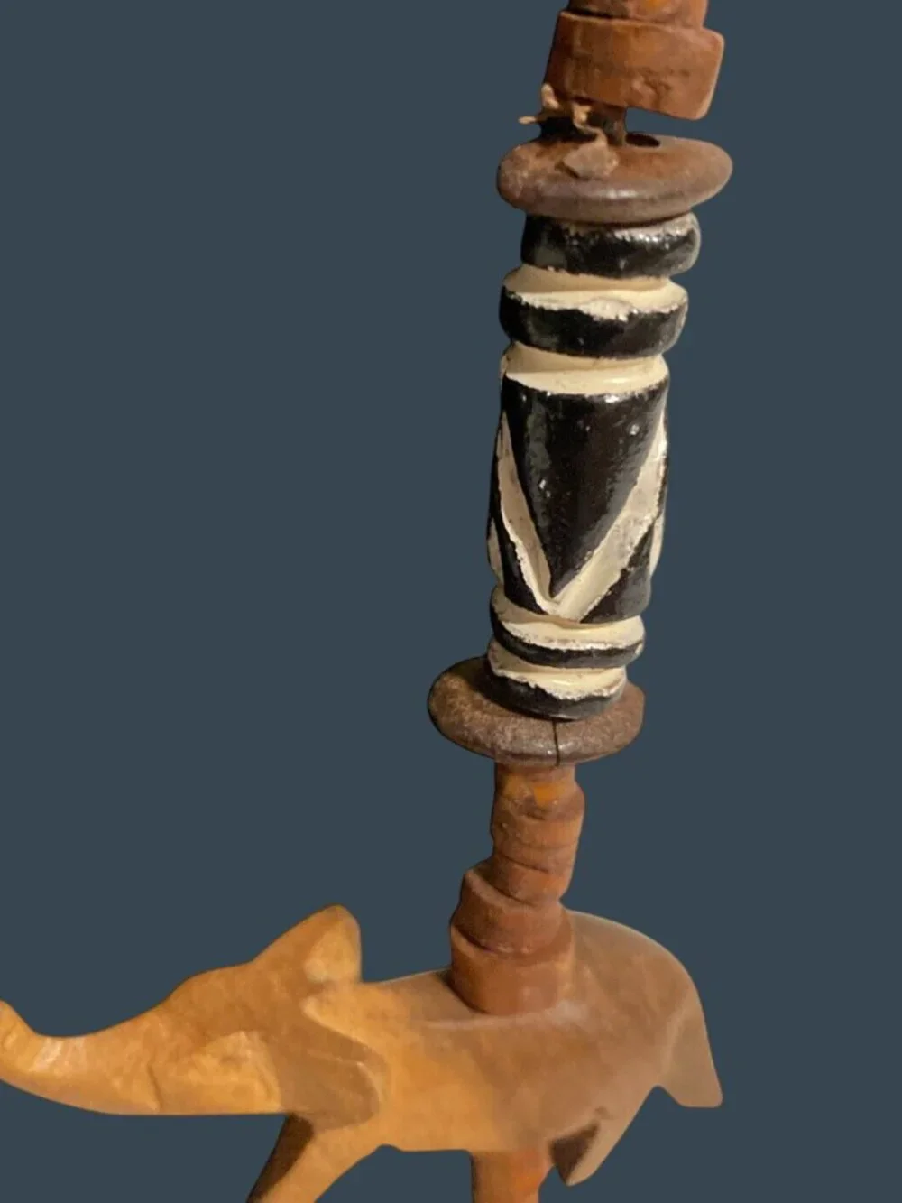 Vintage Wood Carved Animal Necklace Safari Themed Handmade  28” Disc Beads